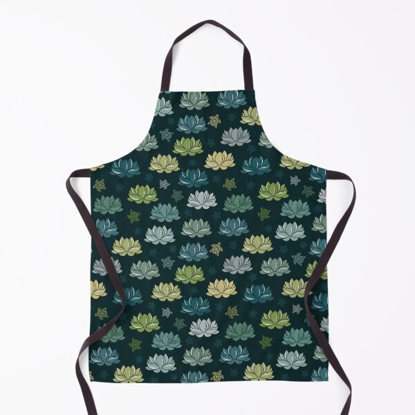 Item preview, green water lilies on a black background designed and sold by colorofmagic.