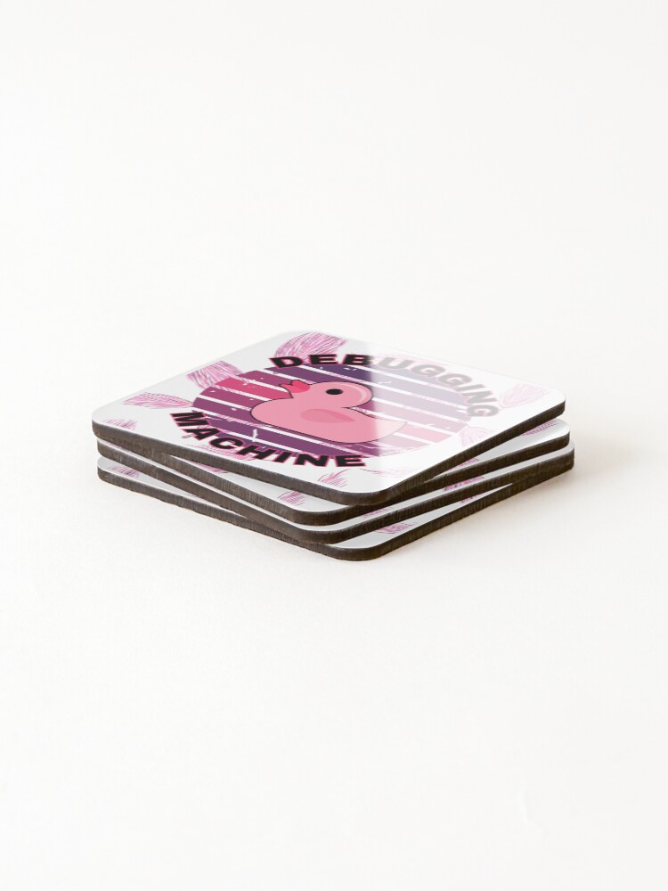 Thumbnail 4 of 5, Coasters (Set of 4), Debugging Machine - funny design for a software developer or computer programmer, pink version. designed and sold by Kubala.