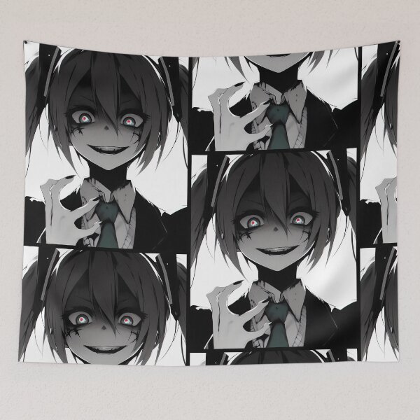 Item preview, Creepy Anime Girl with Pigtails designed and sold by ByteyCreatives.