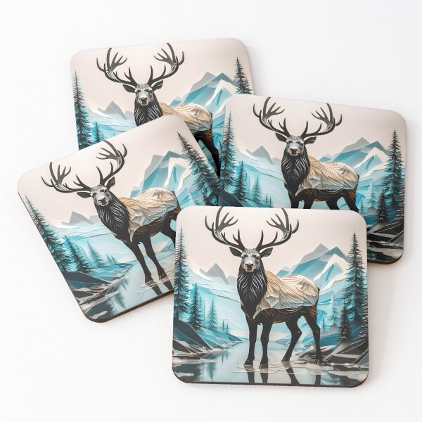 Item preview, Geometric Elk in the forest designed and sold by Cardsurveyors.