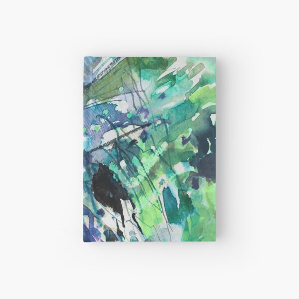 Blue/Green landscape - Original Abstract Watercolour by Francesca Whetnall Hardcover Journal