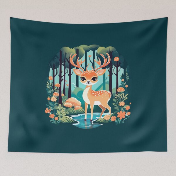 Item preview, Cute Cartoon Fawn in Forest designed and sold by UBdesign.