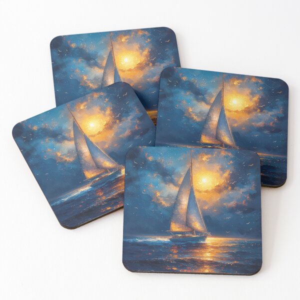 Item preview, Sailboat Sea Maritime Moon Ocean Nautical designed and sold by ArtHouseNiklas.