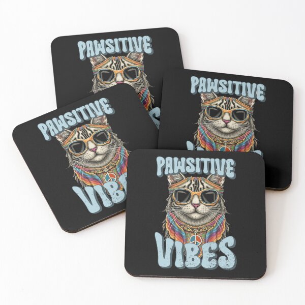 Item preview, Pawsitive Vibes, Retro Groovy Style Hippie Cat Lover Design designed and sold by PugSwagClothing.