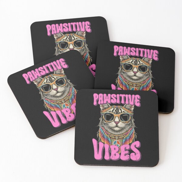 Item preview, Pawsitive Vibes, Retro Groovy Style Hippie Cat Lover Design designed and sold by PugSwagClothing.