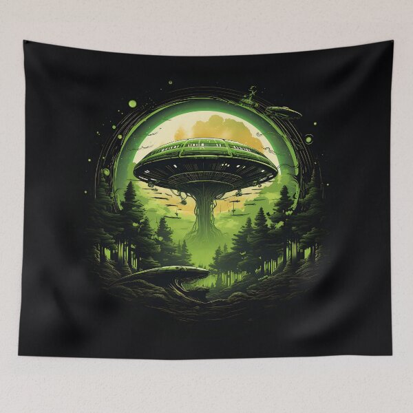 Item preview, UFO landing in the forest designed and sold by MarvinLiba.