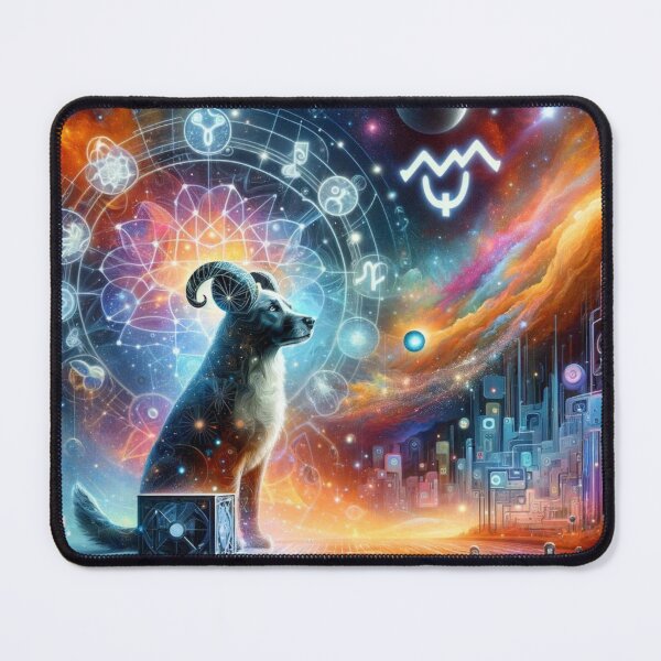 Item preview, Aquarius: Cosmic Canine of Innovation designed and sold by ZodiBlend.
