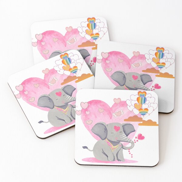 Aperçu de l'œuvre Des éléphants heureux répandent l'amour créée et vendue par K-Kwan.