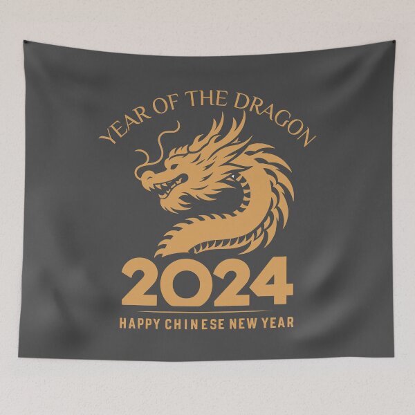Item preview,  Year of the Dragon-  Golden Chinese Zodiac on  grey Background designed and sold by CosmicNook1.
