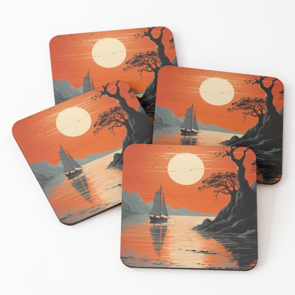 Item preview, Sailboat Sea Maritime Moon Ocean Nautical designed and sold by ArtHouseNiklas.