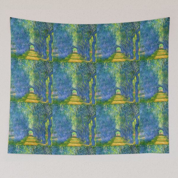 Item preview, Tunnel of trees and leaves oil painting in Monet Claude style with rough strokes designed and sold by Dominika Farkašová.