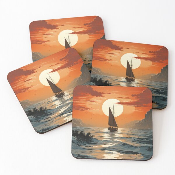 Item preview, Sailboat Sea Maritime Moon Ocean Nautical designed and sold by ArtHouseNiklas.