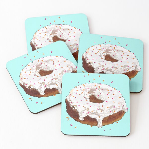 Item preview, White chocolate donut with pink & orange sprinkles  designed and sold by Whimsy Trail Co.