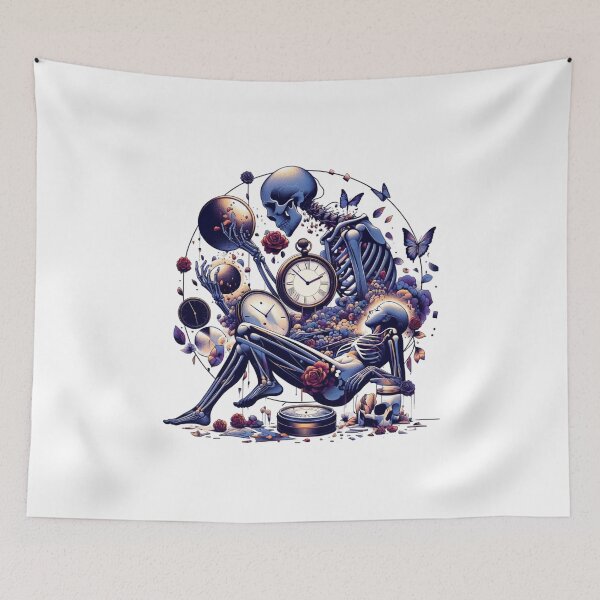 Item preview, Transcendent Time - Surreal Skeleton and Cosmos Collage designed and sold by BlueGoldArt.