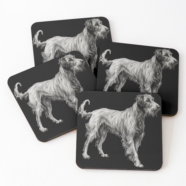Item preview, Scottish Deerhound full posture on black designed and sold by Sleek Sketch Studio.