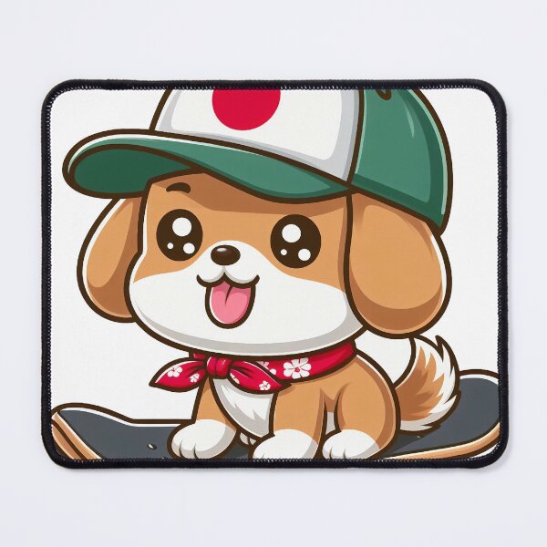 Item preview, Cute brown dog riding skateboard with cap designed and sold by MzulhilmiZam.