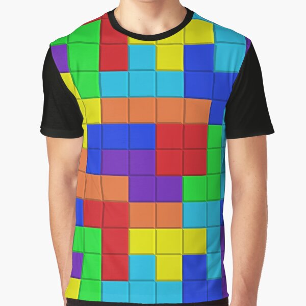 Video Game Blocks T Shirts Redbubble - tetris block light blue face roblox