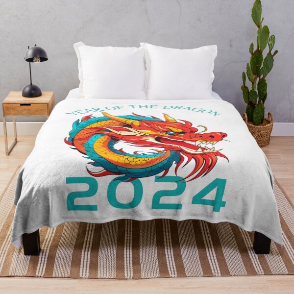 Item preview, Vibrant Red ,orange,teal and Blue Dragon -Year of the Dragon123- Chinese Zodiac Theme-white Background designed and sold by CosmicNook1.