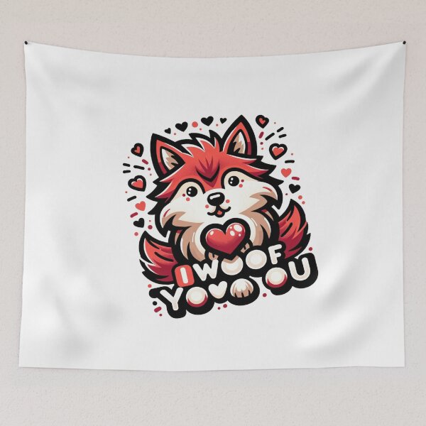 Item preview, I Wooof You - Love-Themed Wolf Cartoon designed and sold by BlueGoldArt.