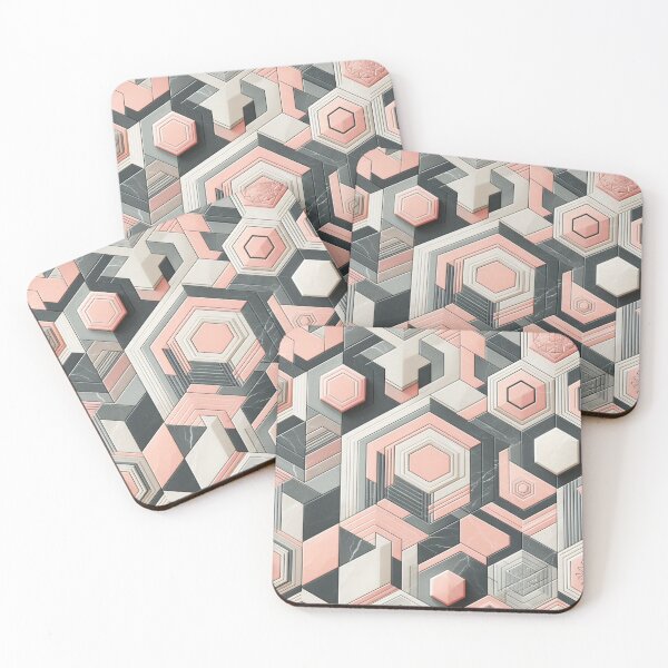 Item preview, Pink and grey geometric marble pattern designed and sold by CandyVenom.