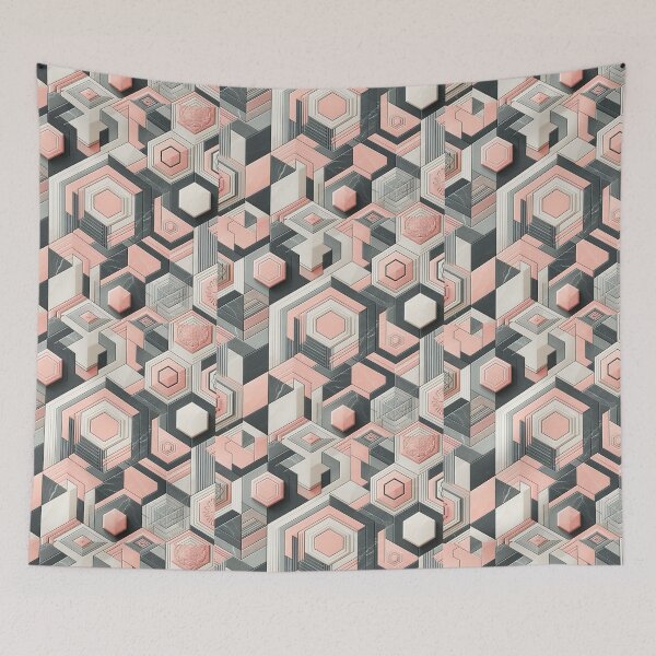 Item preview, Pink and grey geometric marble pattern designed and sold by CandyVenom.