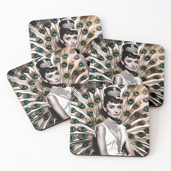 Item preview, Audrey Hepburn with peacock feathers.  designed and sold by Joanne Walsh.