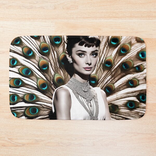 Item preview, Audrey Hepburn with peacock feathers.  designed and sold by Joanne Walsh.