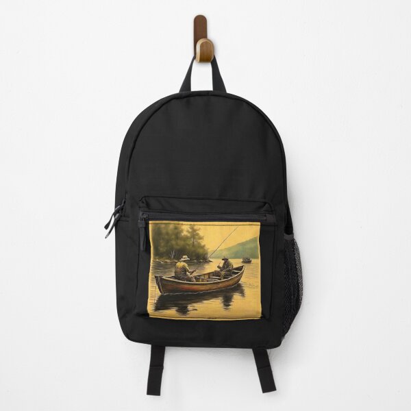 Vista previa del artículo con la obra «Riverside Harmony: Dúo de pesca, pintura artística en bote», diseñado y vendido por Wonder Pixel Studio.