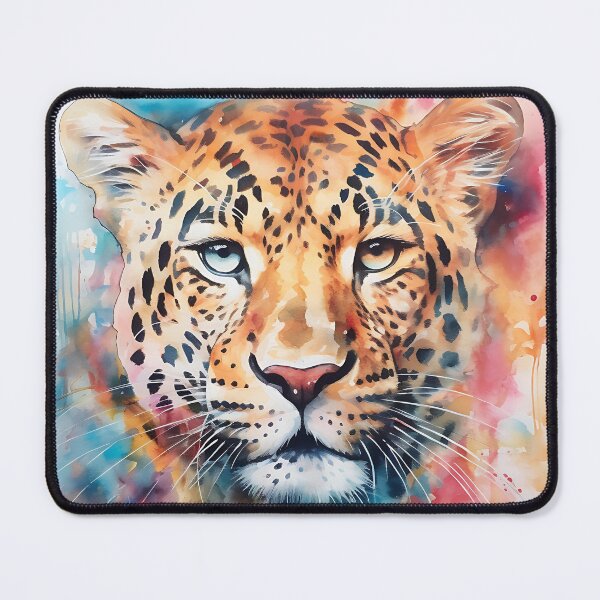 Item preview, Watercolour Leopard With Heterochromia designed and sold by curledup-cat.