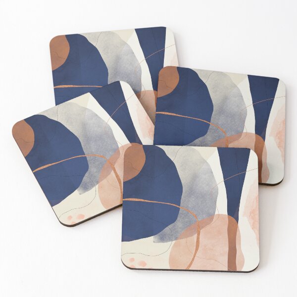 Item preview, Modern Contemporary Abstract Mid Century Style Navy Blue and Copper designed and sold by Pattern Girl.