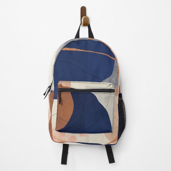 Item preview, Modern Contemporary Abstract Mid Century Style Navy Blue and Copper designed and sold by Pattern Girl.