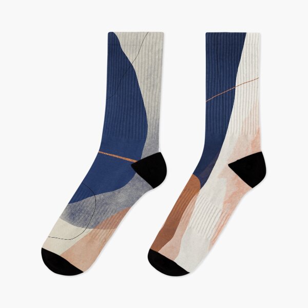 Item preview, Modern Contemporary Abstract Mid Century Style Navy Blue and Copper designed and sold by Pattern Girl.