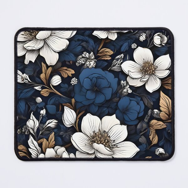 Item preview, White and Blue Floral Pattern designed and sold by WAUZ.