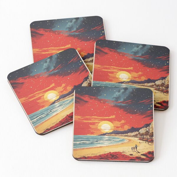 Item preview, La Concha Spain Starry Night and Moon Tourism Vintage Poster designed and sold by TravelersGems.