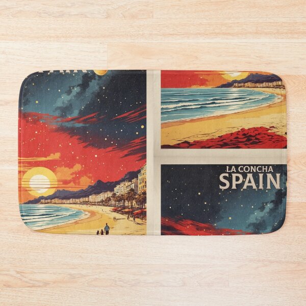 Item preview, La Concha Spain Starry Night and Moon Tourism Vintage Poster designed and sold by TravelersGems.