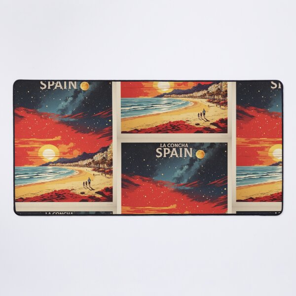 Item preview, La Concha Spain Starry Night and Moon Tourism Vintage Poster designed and sold by TravelersGems.