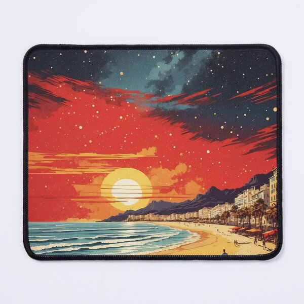Item preview, La Concha Spain Starry Night and Moon Tourism Vintage Poster designed and sold by TravelersGems.