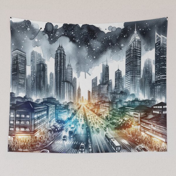 Item preview, Vibrant cityscape at nigh designed and sold by CardsStudio.
