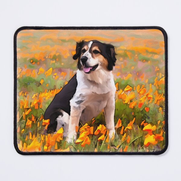 Item preview, Dog in a vibrant poppy field designed and sold by TryPupArt.