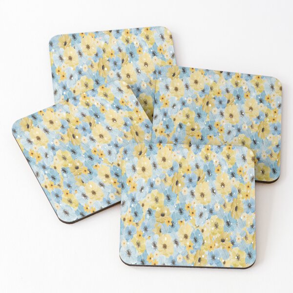 Item preview, Blue and yellow flowers. Floral print designed and sold by Erik Visnievskij.