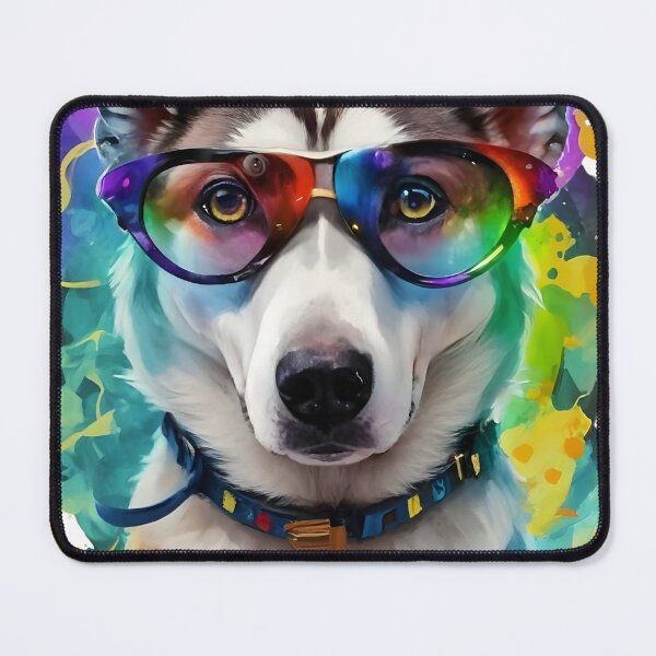 Artikelvorschau, Husky Watercolor Dog Wearing Glasses T-Shirt entworfen und verkauft von Zibis09.