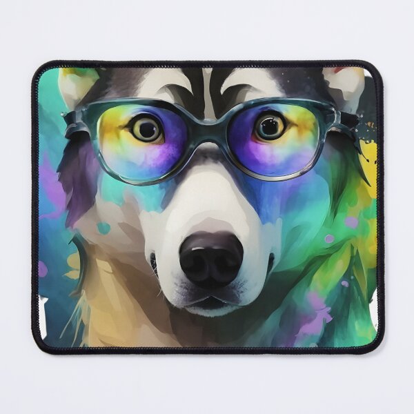Artikelvorschau, Husky Watercolor Dog Wearing Glasses T-Shirt entworfen und verkauft von Zibis09.