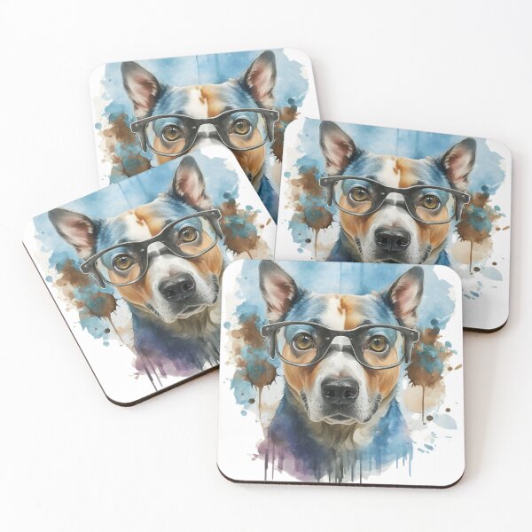 Item preview, Australian Cattle Dog Watercolor Dog Wearing Glasses T-Shirt designed and sold by Zibis09.