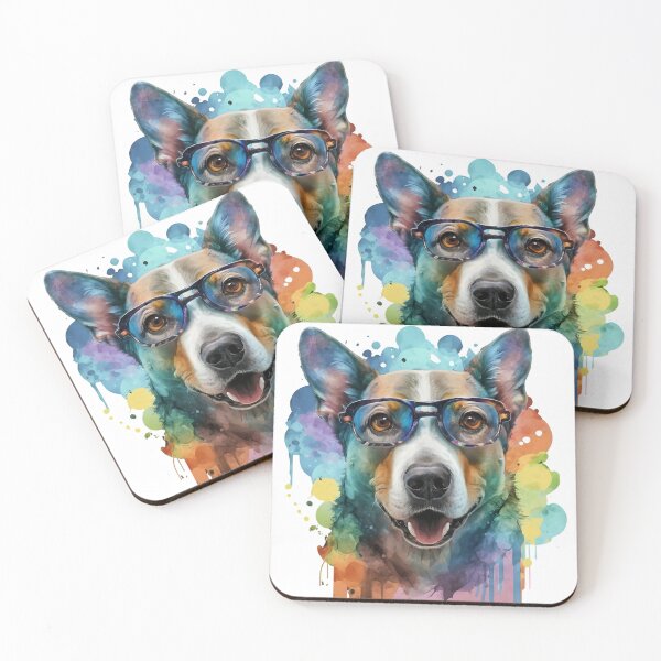 Item preview, Australian Cattle Dog Watercolor Dog Wearing Glasses T-Shirt designed and sold by Zibis09.