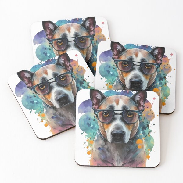 Item preview, Australian Cattle Dog Watercolor Dog Wearing Glasses T-Shirt designed and sold by Zibis09.