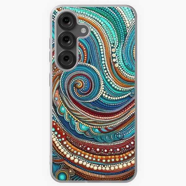 Aperçu de l'œuvre Vagues abstraites. Modèle de peinture par points. Art aborigène australien. Australie. Indigène. Noongar. créée et vendue par DRIGLI.