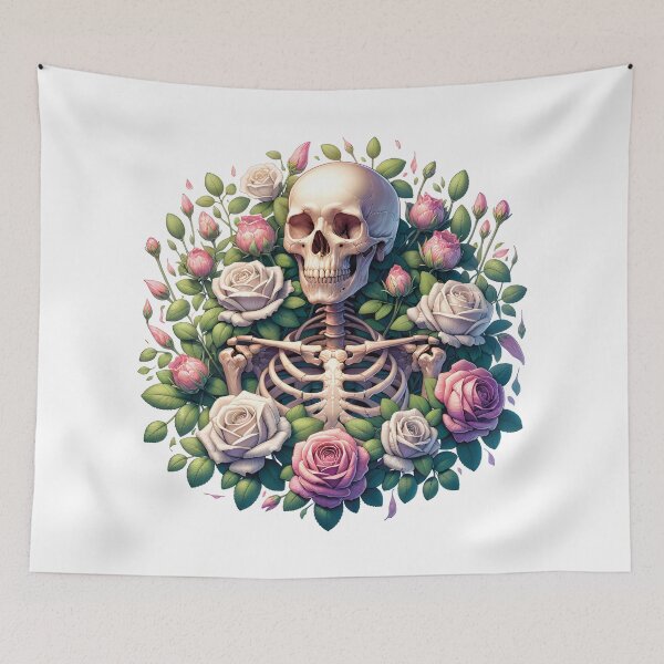 Item preview, Skeleton with flowers butterfly  Succulent skeleton designed and sold by Krasnovaovaova.
