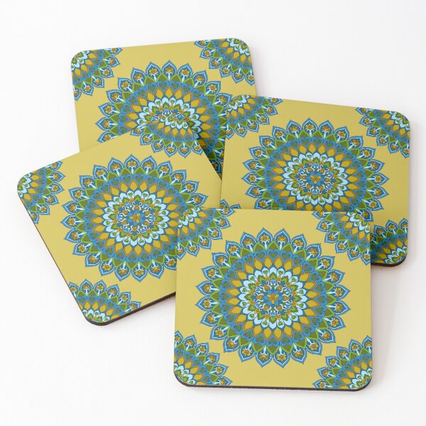 Item preview, floral mandala yellow, green, blue designed and sold by kreemmativ.