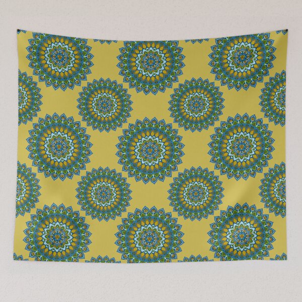 Item preview, floral mandala yellow, green, blue designed and sold by kreemmativ.