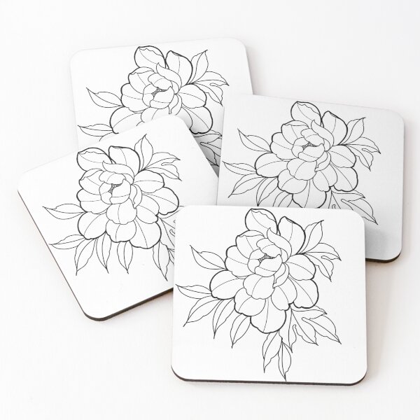 Item preview, Japanese Peony Flower Line design, Tattoo Style designed and sold by susyrdesign.